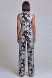 2 Piece Sage Green Floral V-Neck Women Suits with Belt