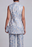 Double Breasted Peak Lapel 2 Piece Lilac Floral Women Suits