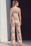 Ivory Floral Double Breasted 2 Piece Women Suits with Pockets