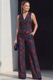 Ivory Floral Double Breasted 2 Piece Women Suits with Pockets