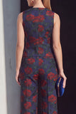Ivory Floral Double Breasted 2 Piece Women Suits with Pockets