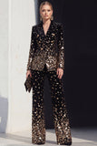 Black Red Peak Lapel 2 Piece Women Suits with Sequins