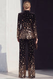 Black Red Peak Lapel 2 Piece Women Suits with Sequins