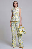 Ivory Floral 2 Piece Peak Lapel Jacquard Women's Suits