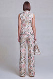 Ivory Floral 2 Piece Peak Lapel Jacquard Women's Suits