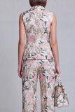 Ivory Floral 2 Piece Peak Lapel Jacquard Women's Suits