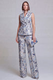 Ivory Floral 2 Piece Peak Lapel Jacquard Women's Suits