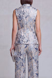 Ivory Floral 2 Piece Peak Lapel Jacquard Women's Suits