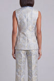 Black Floral Shawl Lapel 2 Piece Double Breasted Women's Suits with Pockets