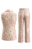 Black Floral Shawl Lapel 2 Piece Double Breasted Women's Suits with Pockets