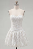 A-Line White Sweetheart Floral Homecoming Dress