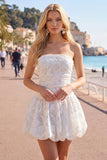 A-Line White Sweetheart Floral Homecoming Dress