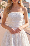 A-Line White Sweetheart Floral Homecoming Dress