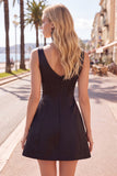 Black Pink A-Line V-Neck Short Party Dress with Rhinestones