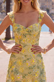 Yellow Bodycon Mini Sequin Party Dress