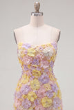 Strapless Yellow Floral Short Bodycon Party Dress