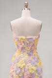 Strapless Yellow Floral Short Bodycon Party Dress