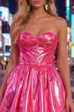 Metallic Green Sweetheart A-Line Ruched Mini Cocktail Dress
