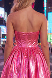 Metallic Green Sweetheart A-Line Ruched Mini Cocktail Dress