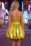 Metallic Green Sweetheart A-Line Ruched Mini Cocktail Dress