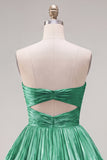 Metallic Fuchsia A-Line Sweetheart Pleated Cocktail Dress with Ruffles