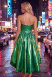 Royal Blue A-Line Sweetheart Metallic Ruched Party Dress