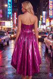 Royal Blue A-Line Sweetheart Metallic Ruched Party Dress