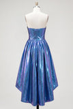 Royal Blue A-Line Sweetheart Metallic Ruched Party Dress