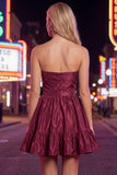 Strapless Dark Green A-Line Short Cocktail Dress with Bow