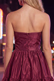 Strapless Dark Green A-Line Short Cocktail Dress with Bow