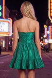 Strapless Dark Green A-Line Short Cocktail Dress with Bow