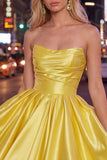 Strapless A-Line Mint Satin Ruched Graduation Dress
