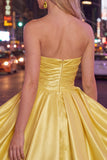 Strapless A-Line Mint Satin Ruched Graduation Dress