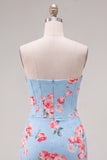Sweetheart Yellow Corset Beaded Floral Tight Cocktail Dress