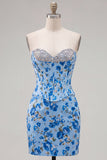 Sweetheart Yellow Corset Beaded Floral Tight Cocktail Dress