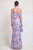 Off the Shoulder Mermaid Navy Green Floral Long Mother Of the Bride Dress