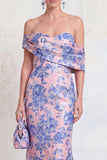 Off the Shoulder Mermaid Navy Green Floral Long Mother Of the Bride Dress