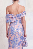 Off the Shoulder Mermaid Navy Green Floral Long Mother Of the Bride Dress