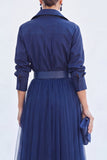 Sage Green A-Line Tulle Long Mother Of the Bride Dress with 3/4 Sleeves