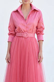 Sage Green A-Line Tulle Long Mother Of the Bride Dress with 3/4 Sleeves