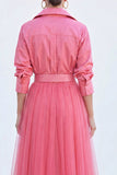 Sage Green A-Line Tulle Long Mother Of the Bride Dress with 3/4 Sleeves