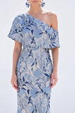 Pink One Shoulder Mermaid Long Floral Mother Of the Bride Dress
