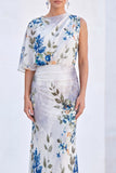 Red Flower Mermaid Asymmetrical Neck Long Mother Of the Bride Dress