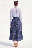 A-Line Purple 2 Piece Midi Chiffon Mother Of the Bride Dress with Long Sleeves