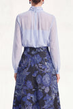 A-Line Purple 2 Piece Midi Chiffon Mother Of the Bride Dress with Long Sleeves