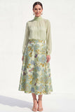 A-Line Purple 2 Piece Midi Chiffon Mother Of the Bride Dress with Long Sleeves