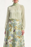 A-Line Purple 2 Piece Midi Chiffon Mother Of the Bride Dress with Long Sleeves