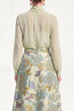 A-Line Purple 2 Piece Midi Chiffon Mother Of the Bride Dress with Long Sleeves