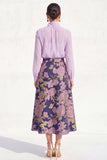 A-Line Purple 2 Piece Midi Chiffon Mother Of the Bride Dress with Long Sleeves
