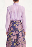 A-Line Purple 2 Piece Midi Chiffon Mother Of the Bride Dress with Long Sleeves